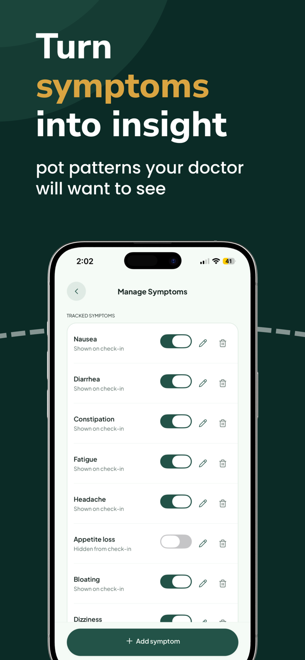 GLP-1 side effect tracker — log nausea, constipation, fatigue and other Ozempic side effects